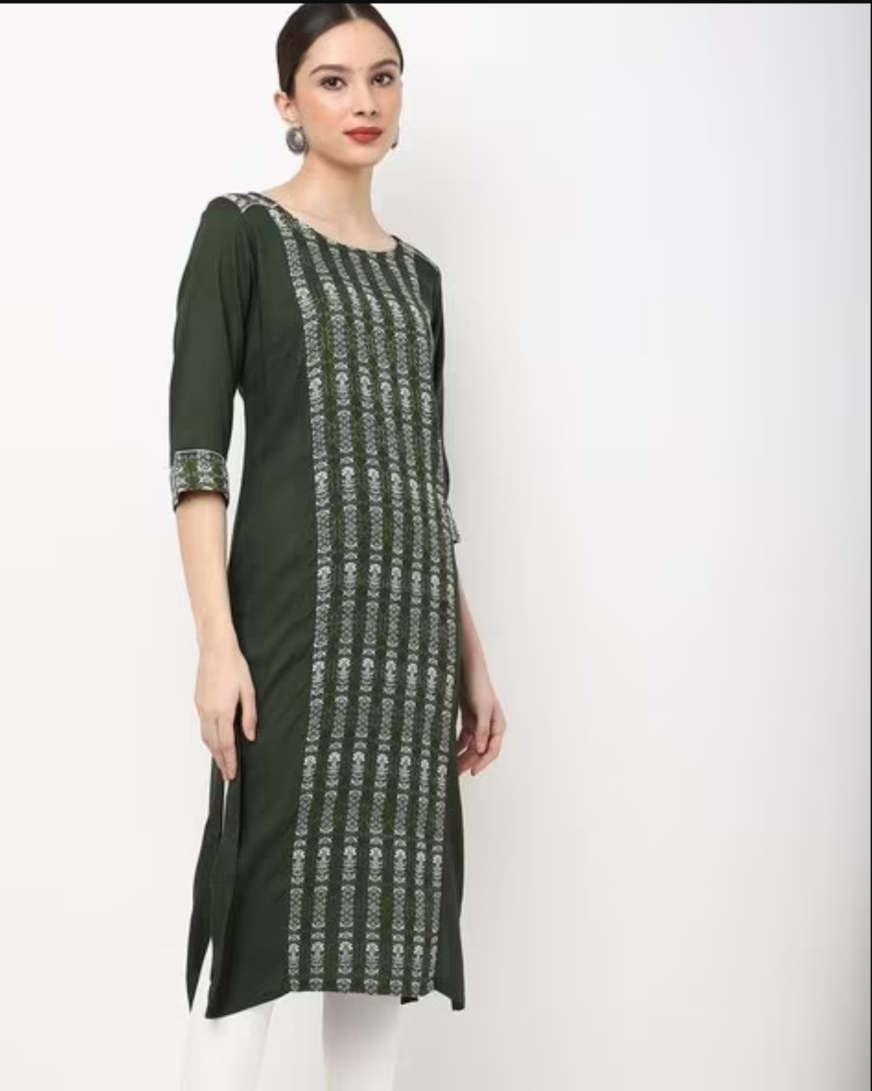 Floral Print Round-Neck Straight Kurta